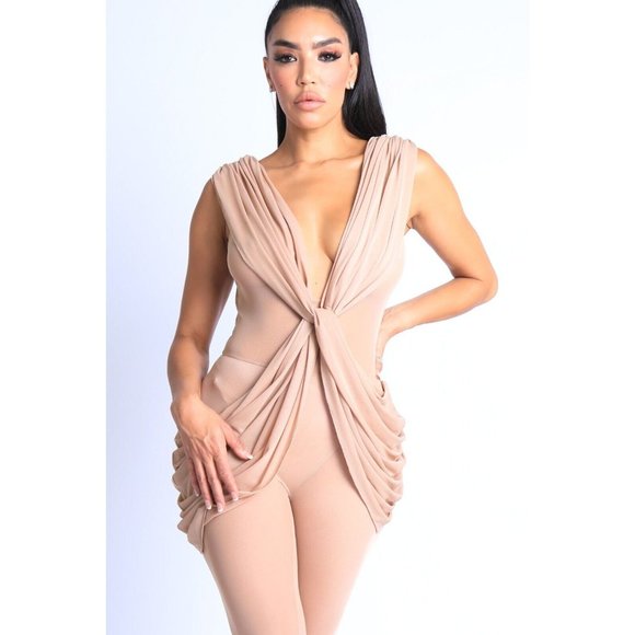 Boutique Pants - Women's Jumpsuit Sleeveless Lightweight Draped Mesh Jumpsuit Party Club Sexy